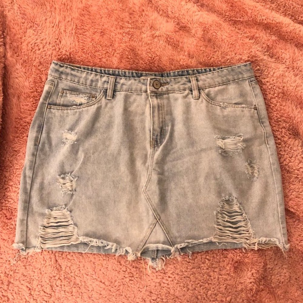 H&M Distressed Denim Skirt